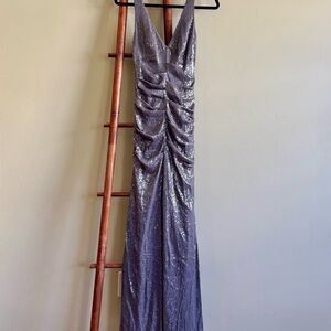 Nicole Miller Silver Sequin Prom Dress